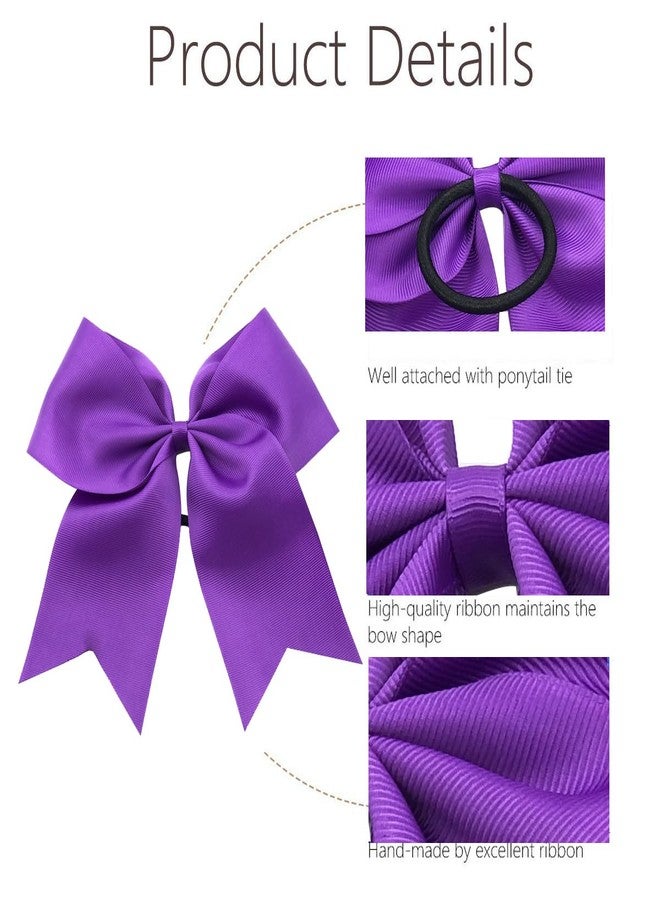 Hipcheer 20pcs 8" Large Cheer Bows for Girls, Hand-made Grosgrain Ribbon Hair Accessories for Teen Girls Softball Cheerleader Sports (Purple) - Image 3